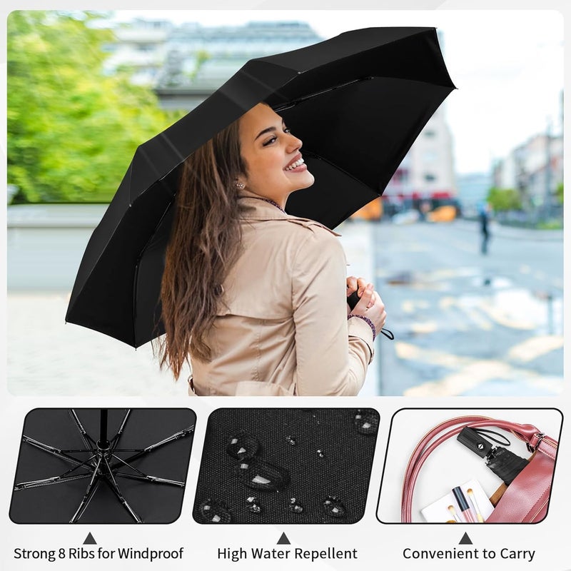 Yoobure Windproof Travel Umbrella - Automatic Umbrellas for Rain, Compact Folding Umbrella with UV Protection, Lightweight Portable Design for Backpack/Walking/Car, Sun & Storm Ready - Image 3